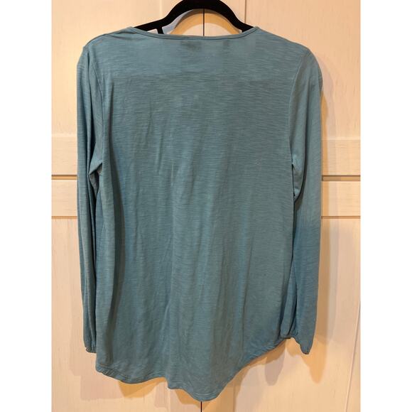 Faded Glory Women’s Top Size M Teal Blue Stretch Knit Long Sleeve Blouse Casual - Picture 4 of 7
